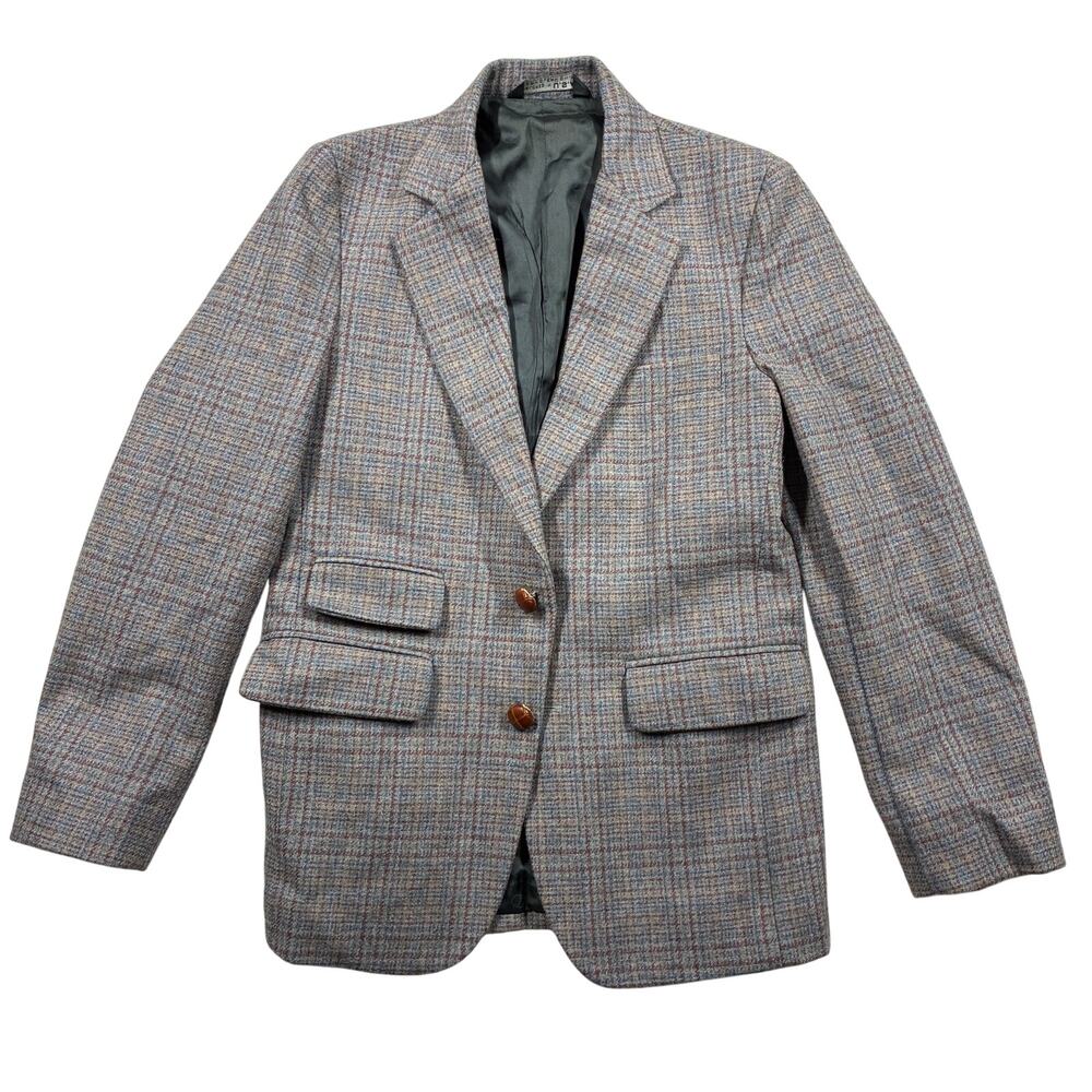 Vintage Christian Dior Blazer Youth 10-12/Medium Plaid Two Button USA Made 80s